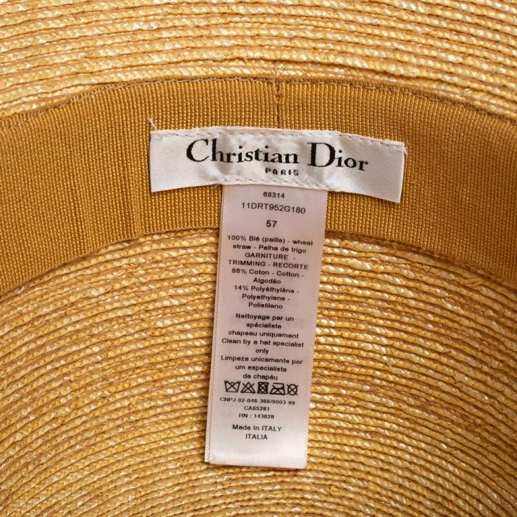 Pre Owned Dior Beige Straw Small Brim Dioresort Hat Size 57