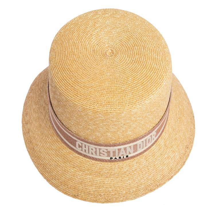 Pre Owned Dior Beige Straw Small Brim Dioresort Hat Size 57