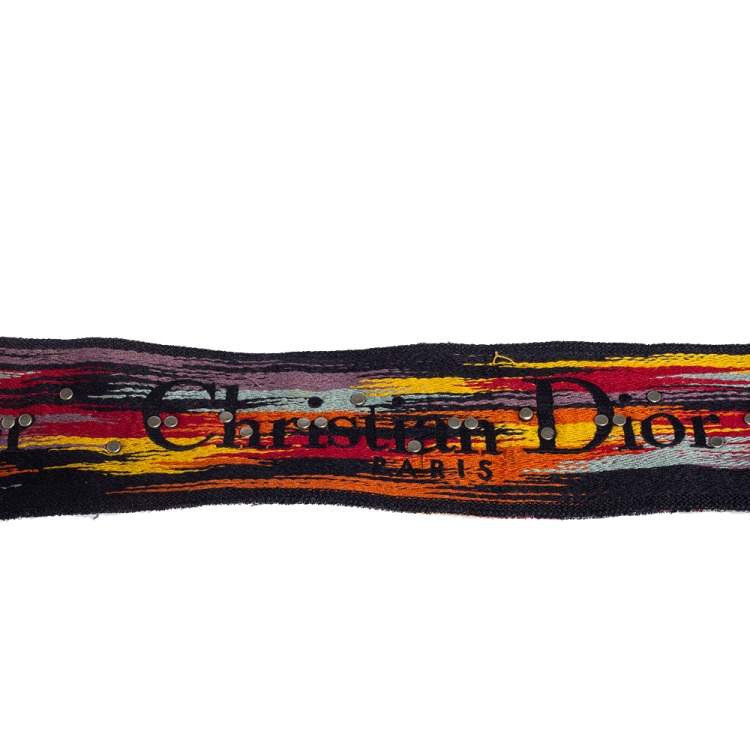 Pre Owned Dior Multicolor Studded Canvas and Leather Bohemian Inspired Shoulder Strap