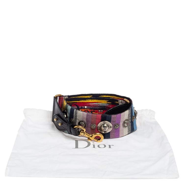 Pre Owned Dior Multicolor Studded Canvas and Leather Bohemian Inspired Shoulder Strap