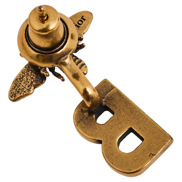 Pre Owned Dior My ABCDior Aged Gold Tone Letter B Mono Earring