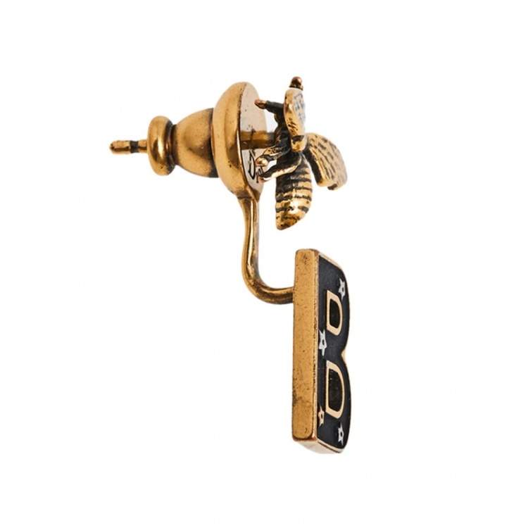 Pre Owned Dior My ABCDior Aged Gold Tone Letter B Mono Earring