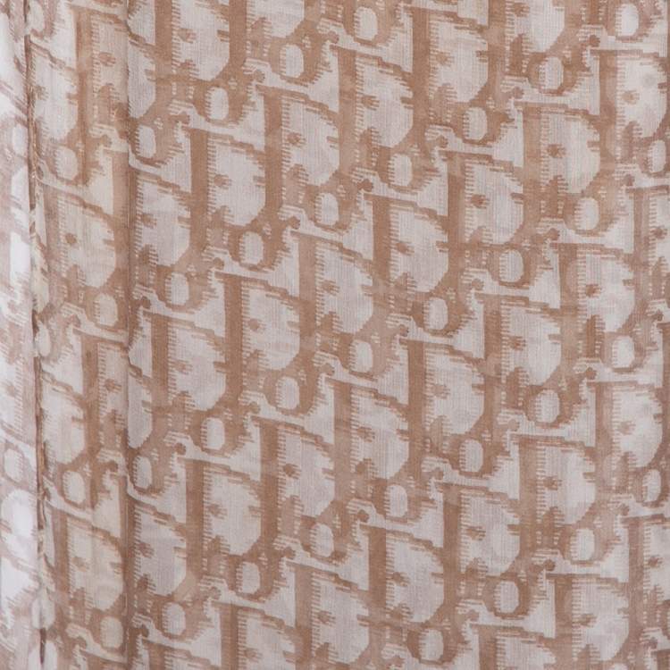 Pre Owned Dior Beige Oblique Print Crepe Silk Scarf