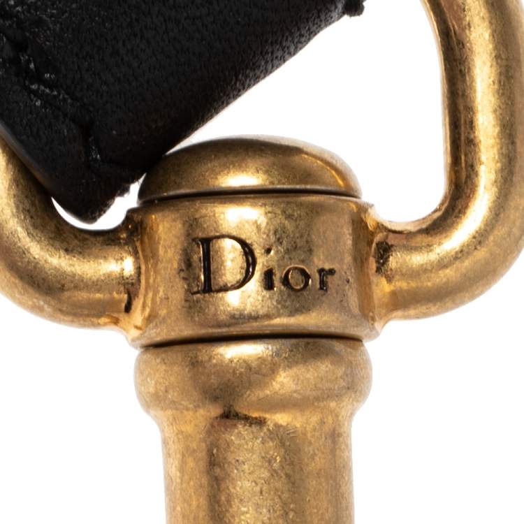 Pre Owned Dior Blue Canvas and Leather Studded Saddle Shoulder Bag Strap