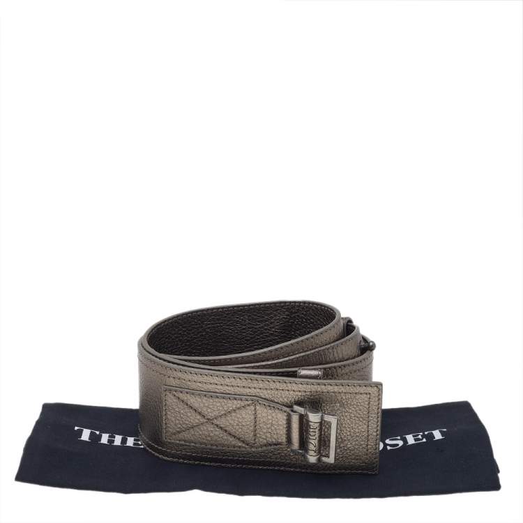 Pre Owned Dior Metallic Leather Waist Belt 80 CM