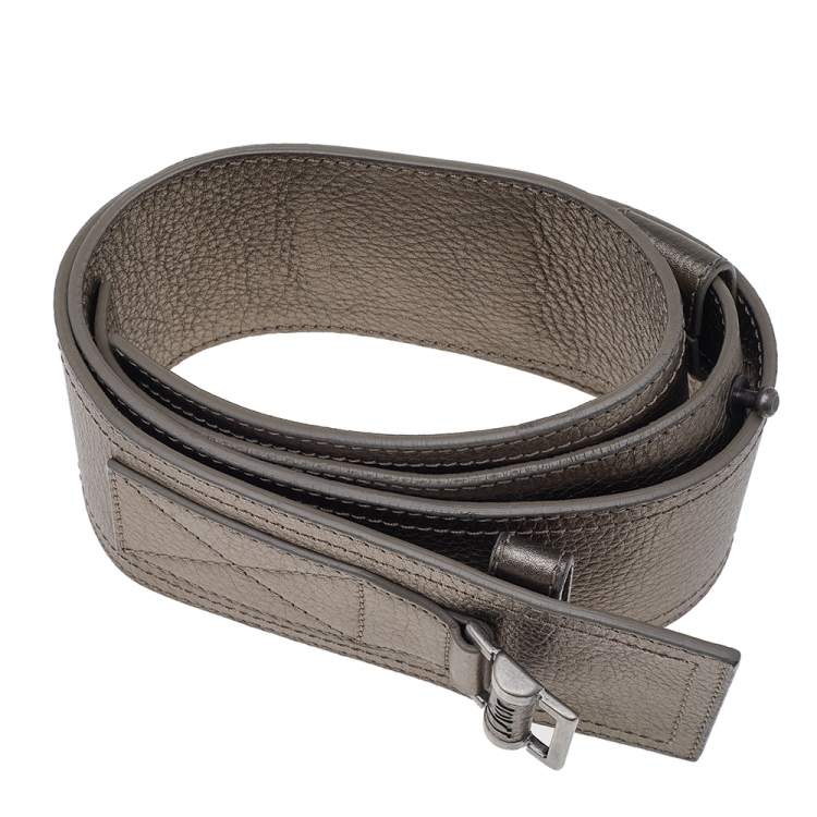 Pre Owned Dior Metallic Leather Waist Belt 80 CM