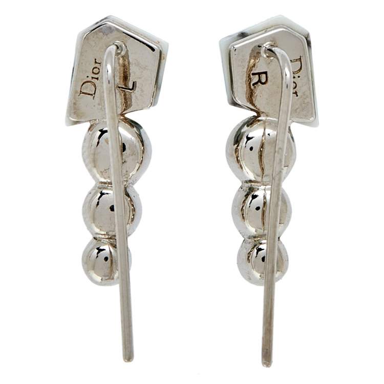 Pre Owned Dior Howlite & Crystal Climber Earrings