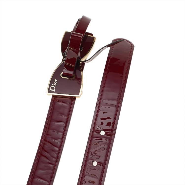 Pre Owned Dior Red Patent Leather Bow Belt 85cm