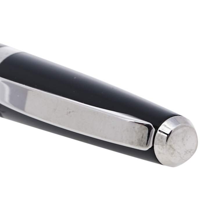 Pre Owned Dior Black Lacquer Silver Tone Ballpoint Pen