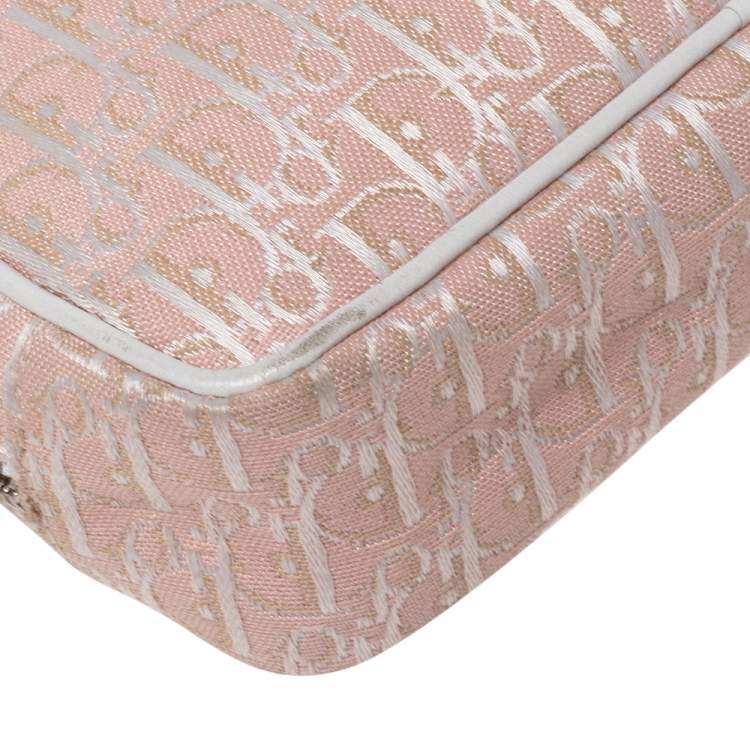 Pre Owned Dior Pink/White Oblique Canvas Cosmetic Pouch