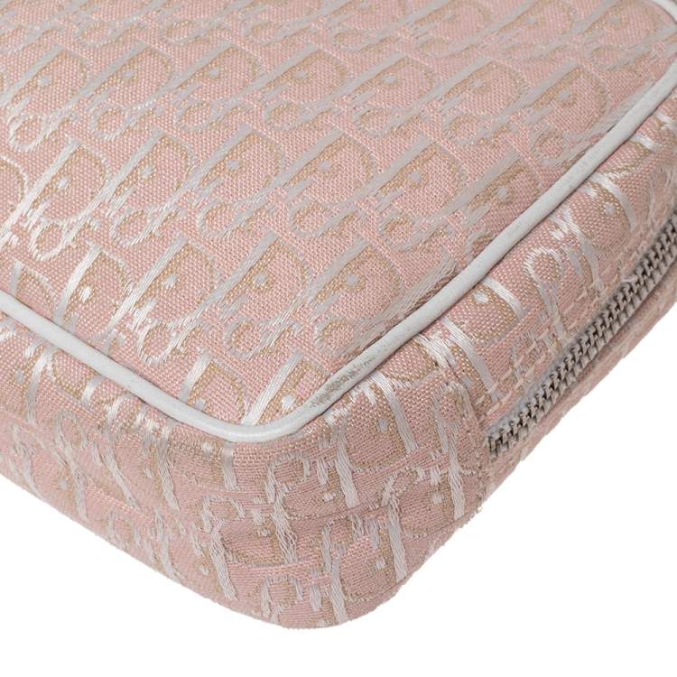 Pre Owned Dior Pink/White Oblique Canvas Cosmetic Pouch