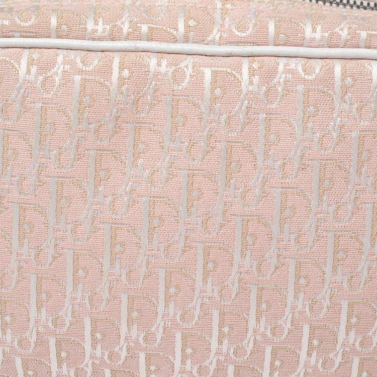 Pre Owned Dior Pink/White Oblique Canvas Cosmetic Pouch