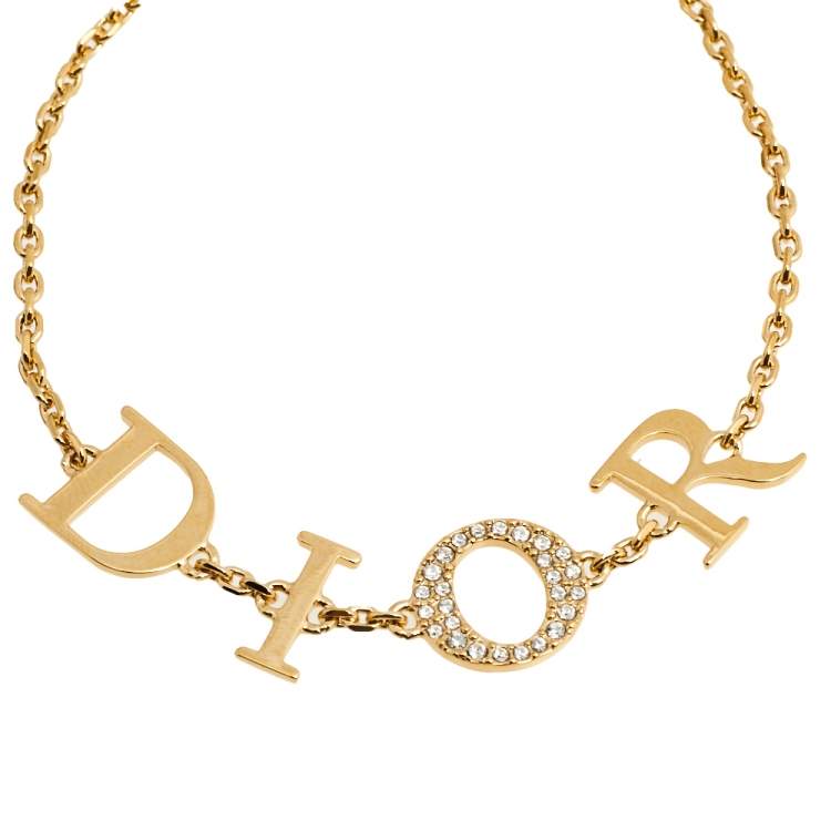 Pre Owned Dior Gold Tone Crystal Dio(r)evolution Bracelet 