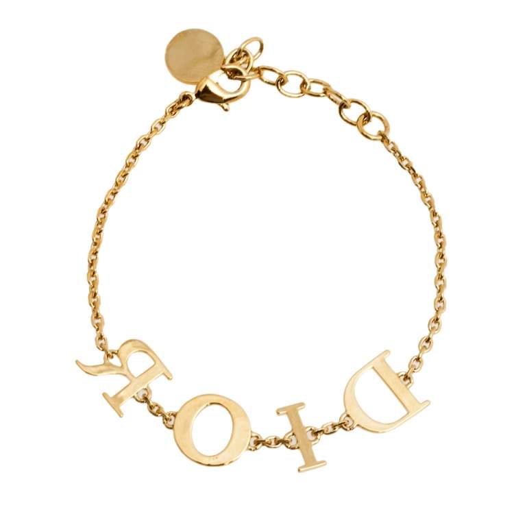 Pre Owned Dior Gold Tone Crystal Dio(r)evolution Bracelet 