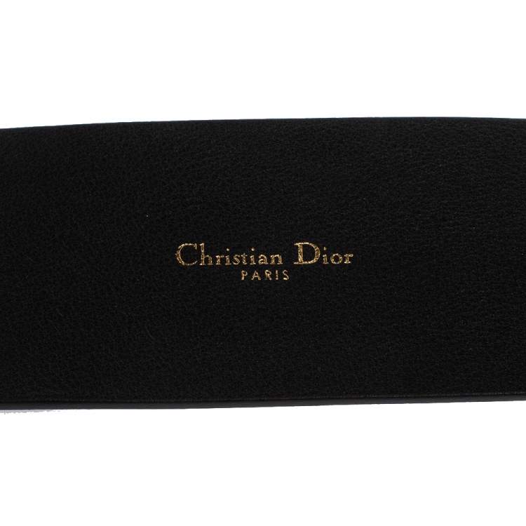 Pre Owned Dior Black Leather Diorquake Buckle Belt 75CM