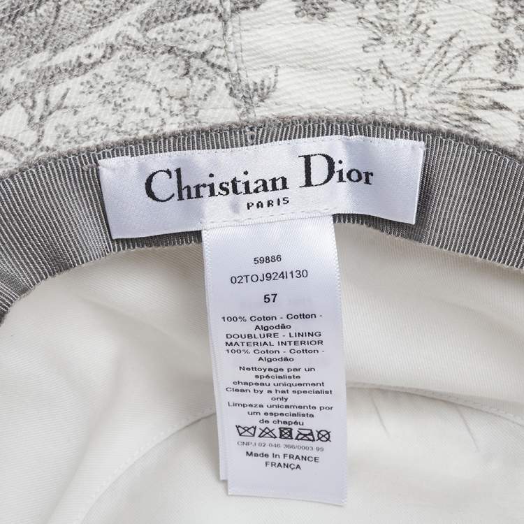 Pre Owned Dior Grey Toile De Jouy Cotton Bucket Hat 