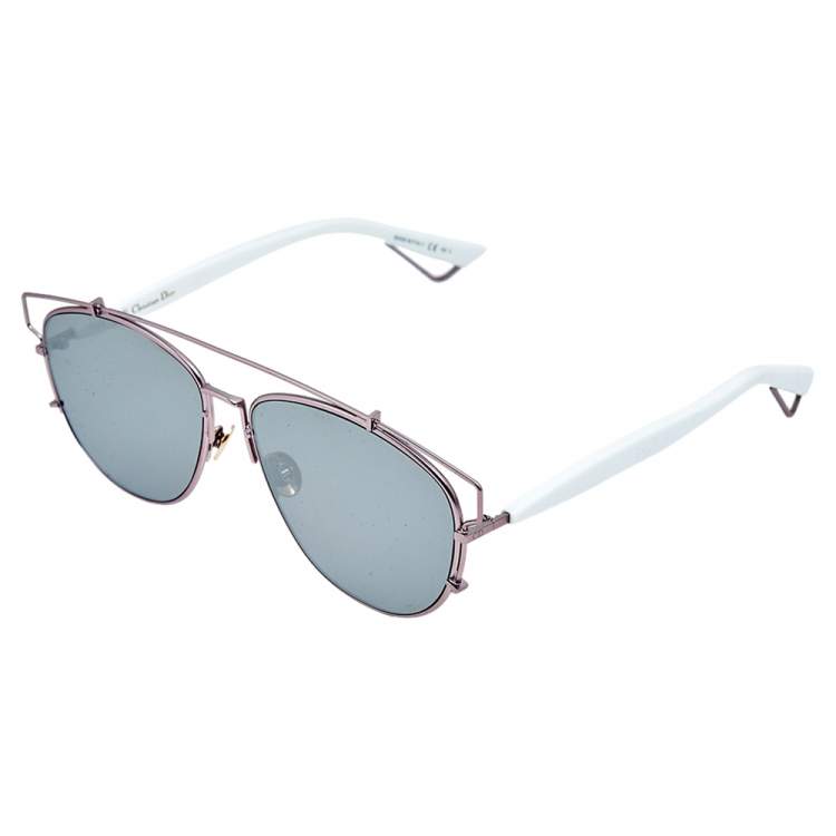 Pre Owned Dior White/Grey TVG0T DiorTechnologic Aviator Sunglasses