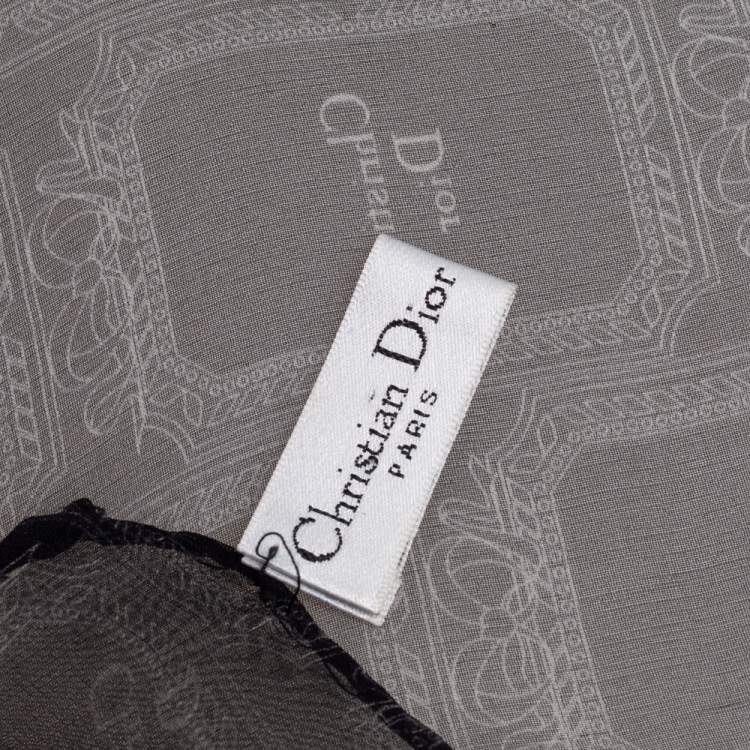 مملوكة مسبقًا Dior Black Logo Frame Print Silk Scarf
