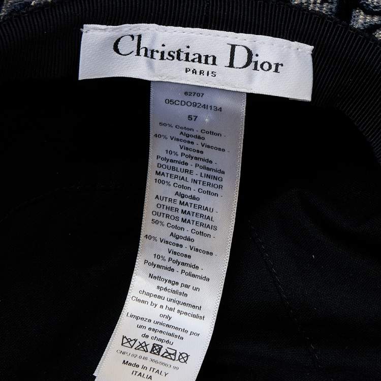 Pre Owned Dior Navy Blue Velvet Oblique Bucket Hat