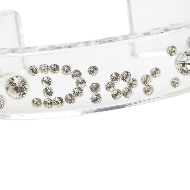 Pre Owned Dior Clear Resin Crystal Cuff Bracelet 