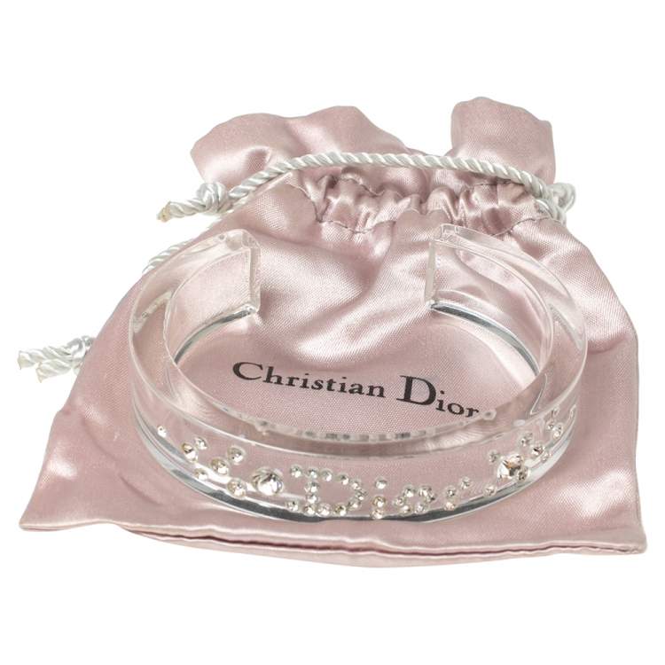 Pre Owned Dior Clear Resin Crystal Cuff Bracelet 