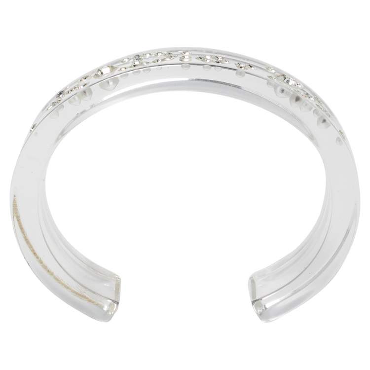 Pre Owned Dior Clear Resin Crystal Cuff Bracelet 