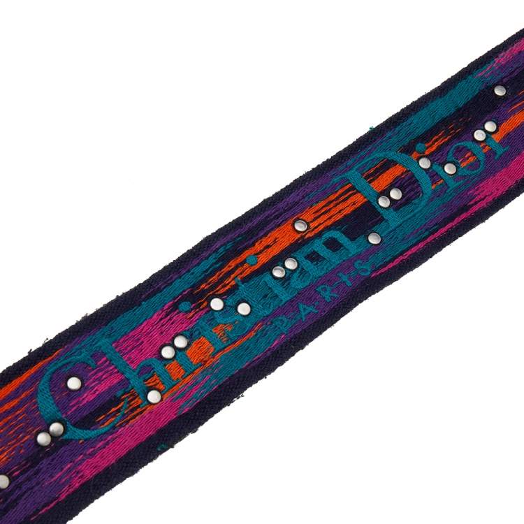 Pre Owned Dior Multicolor Canvas and Leather Studded Bohemian Inspired Shoulder Strap