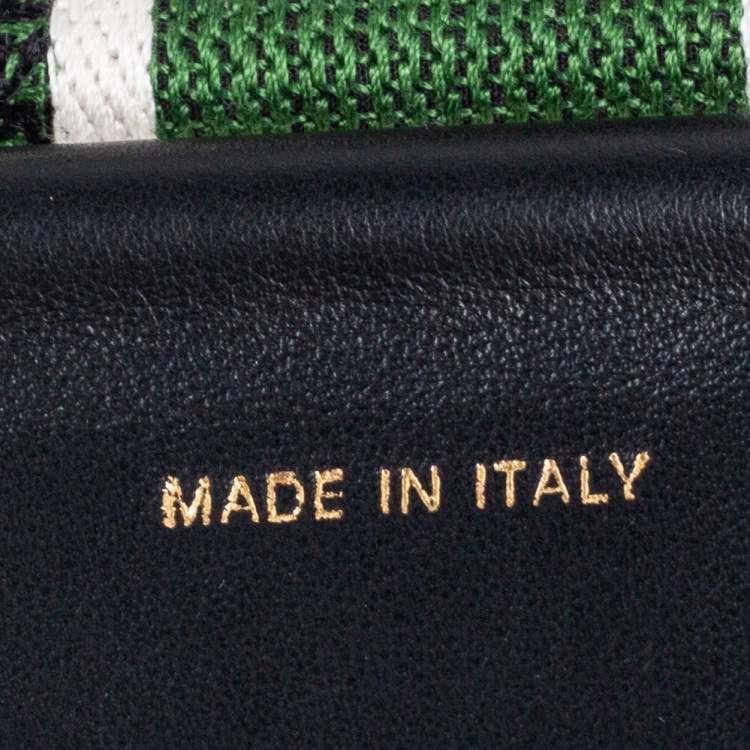 Pre Owned Dior Green/Black Logo Embroidered Canvas Book Shoulder Strap