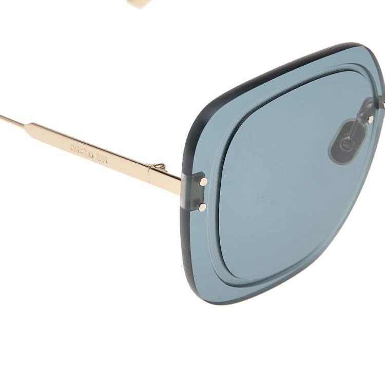 Pre Owned Dior Gold Tone/Blue Ultra Dior Mirror Square Sunglasses