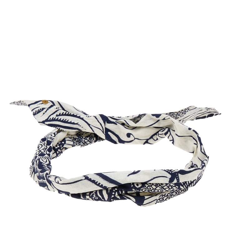 Pre Owned Christian Dior Navy Blue Toile De Jouy Printed Wired Headband