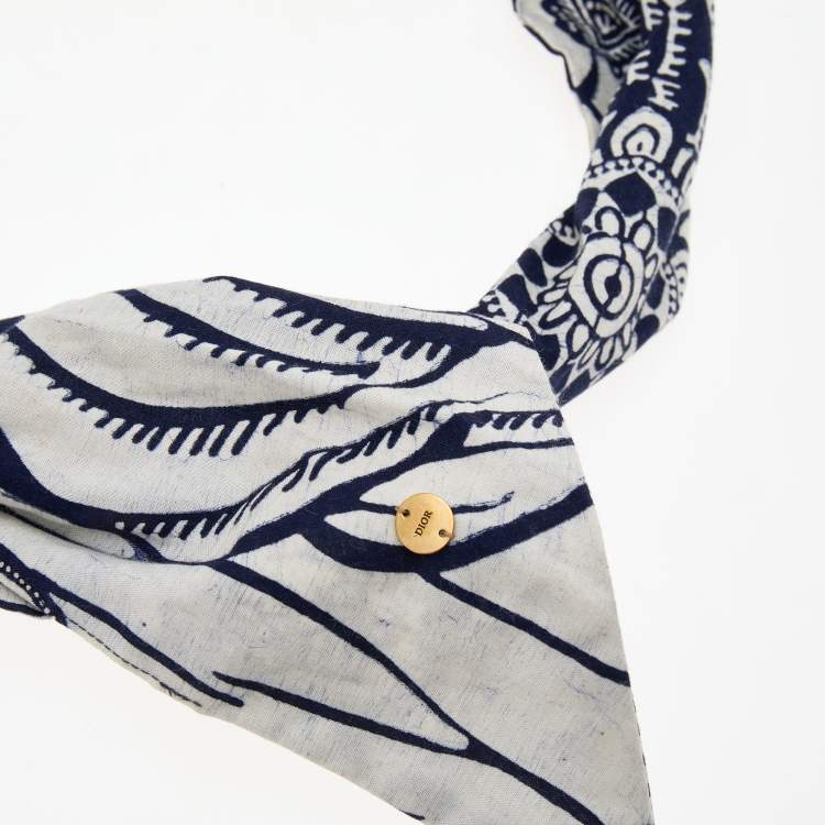 Pre Owned Christian Dior Navy Blue Toile De Jouy Printed Wired Headband