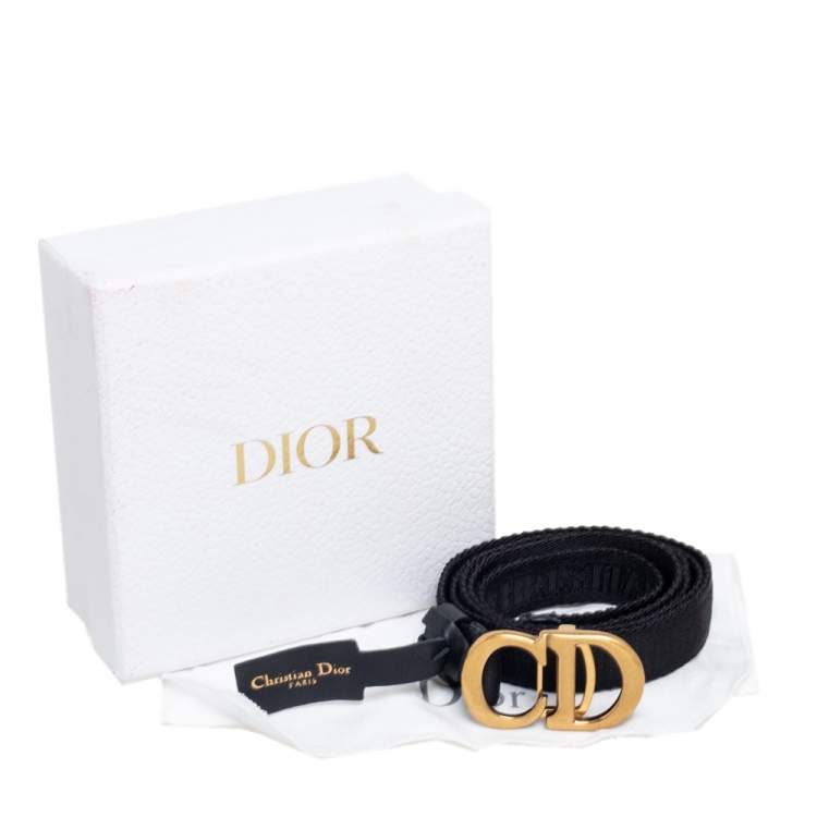 Pre Owned Dior Black Canvas and Leather CD Logo Slim Belt L