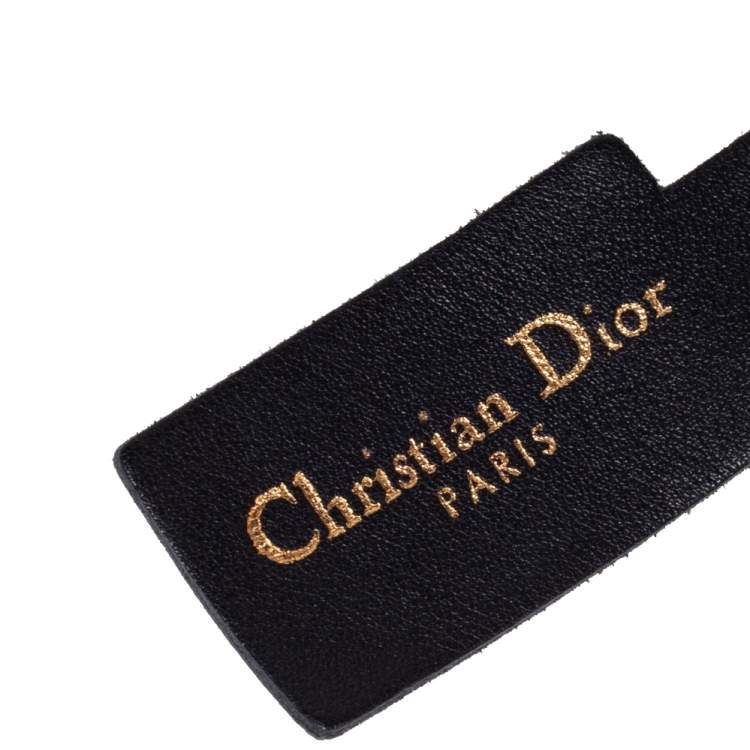 Pre Owned Dior Black Canvas and Leather CD Logo Slim Belt L