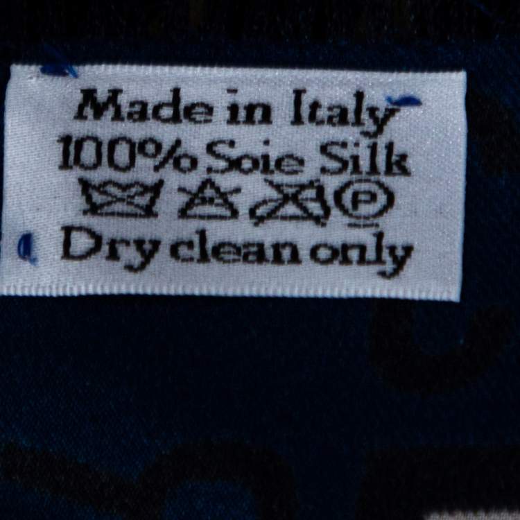 مملوكة مسبقًا Dior Navy Blue Wax Carnivora Silk Square Scarf