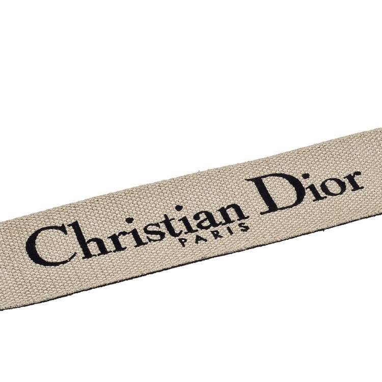 Pre Owned Dior Blue/White Canvas and Leather Shoulder Bag Strap