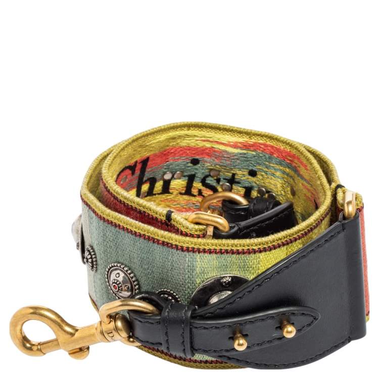 Pre Owned Dior Multicolor Studded Canvas and Leather Bohemian Inspired Shoulder Strap