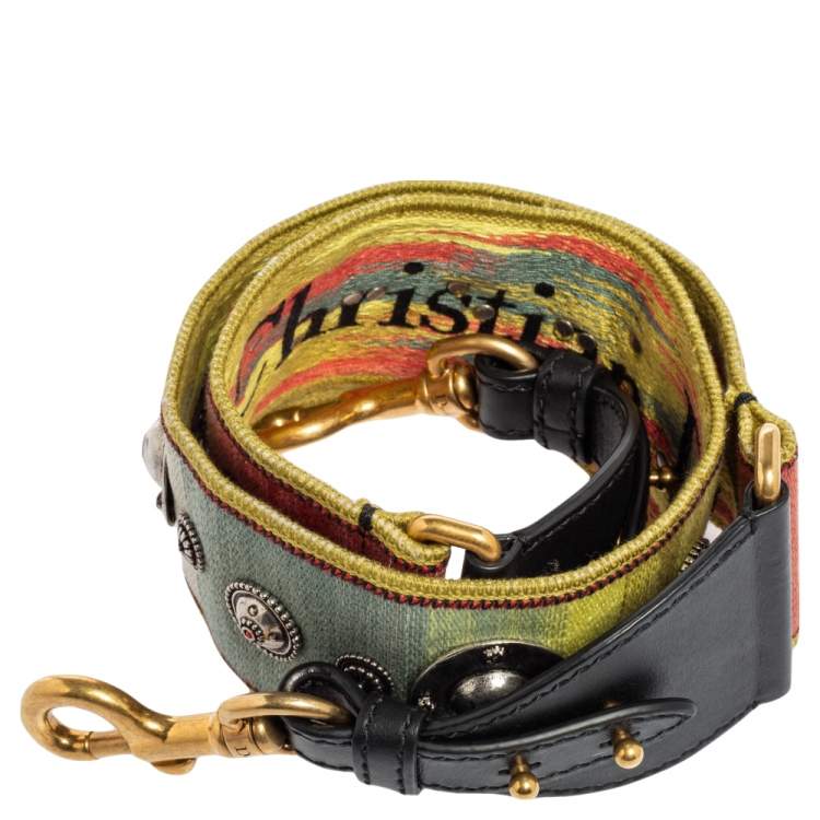 Pre Owned Dior Multicolor Studded Canvas and Leather Bohemian Inspired Shoulder Strap