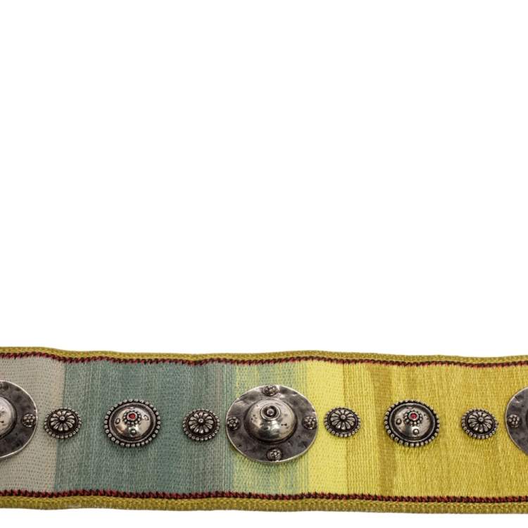 Pre Owned Dior Multicolor Studded Canvas and Leather Bohemian Inspired Shoulder Strap