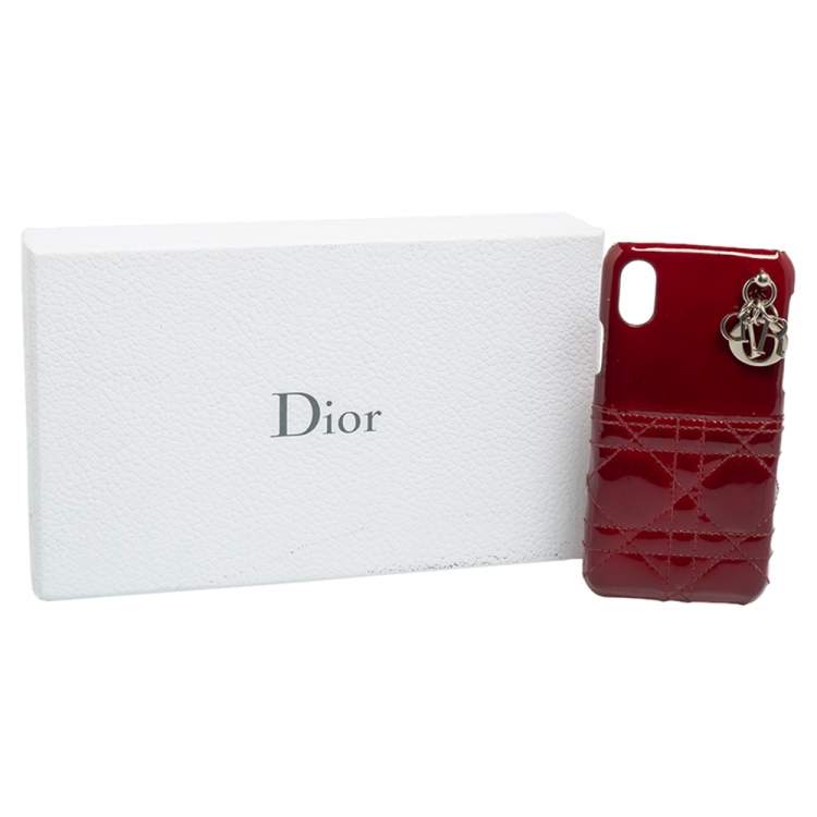 Pre Owned Dior Red Cannage Patent Leather Lady Dior iPhone X/XS Case