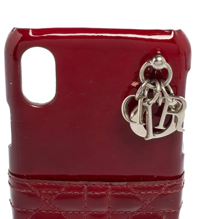 Pre Owned Dior Red Cannage Patent Leather Lady Dior iPhone X/XS Case
