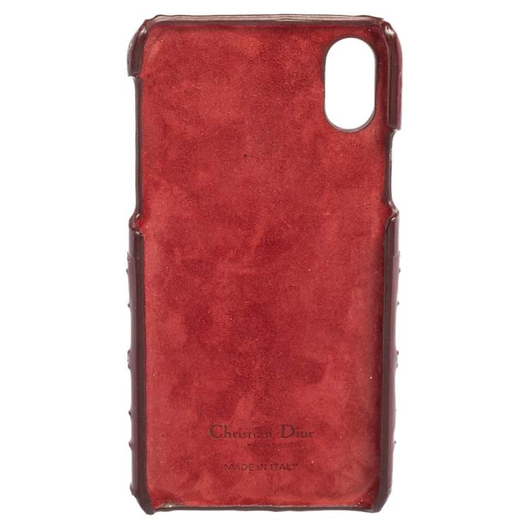 Pre Owned Dior Red Cannage Patent Leather Lady Dior iPhone X/XS Case