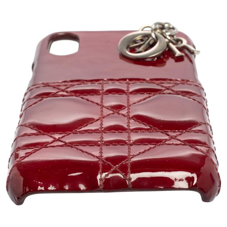 Pre Owned Dior Red Cannage Patent Leather Lady Dior iPhone X/XS Case
