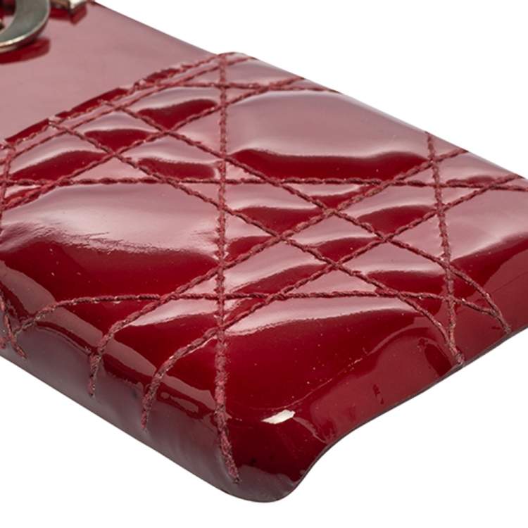 Pre Owned Dior Red Cannage Patent Leather Lady Dior iPhone X/XS Case