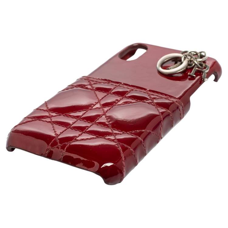 Pre Owned Dior Red Cannage Patent Leather Lady Dior iPhone X/XS Case