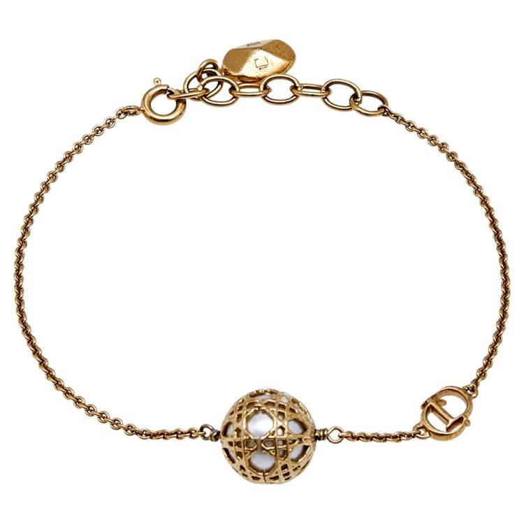 Dior Secret Cannage Faux Pearl Gold Tone Bracelet Dior | The Luxury Closet