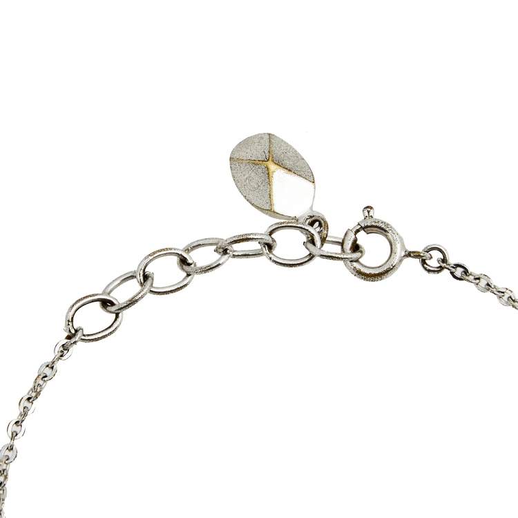 Pre Owned Dior CD Crystal Silver Tone Charm Bracelet