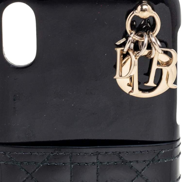 Pre Owned Dior Black Cannage Patent Leather Lady Dior iPhone X/XS Case