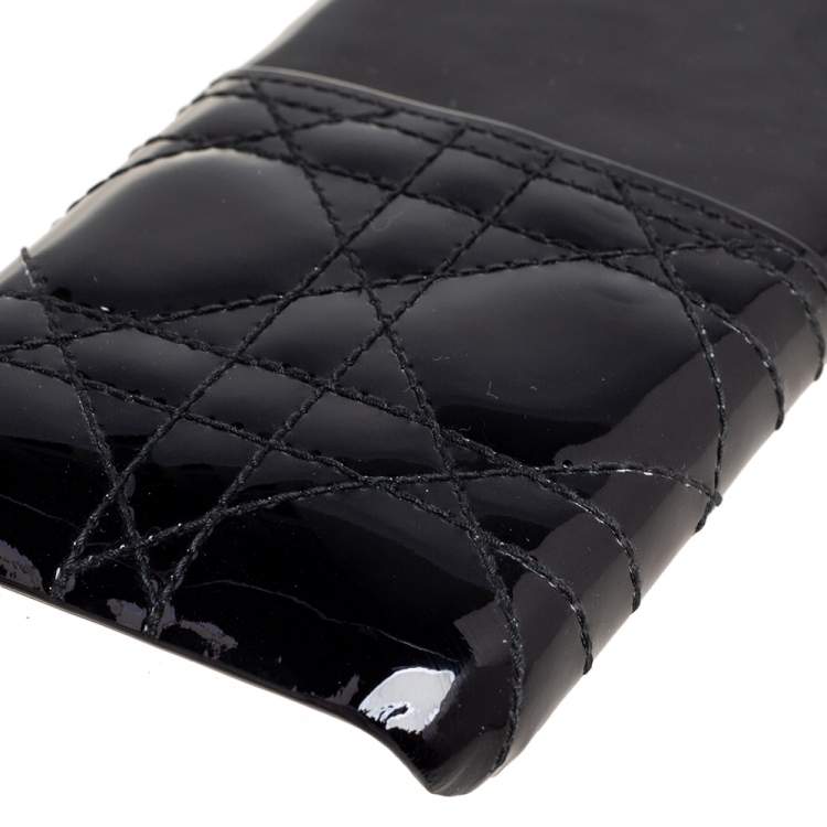 Pre Owned Dior Black Cannage Patent Leather Lady Dior iPhone X/XS Case