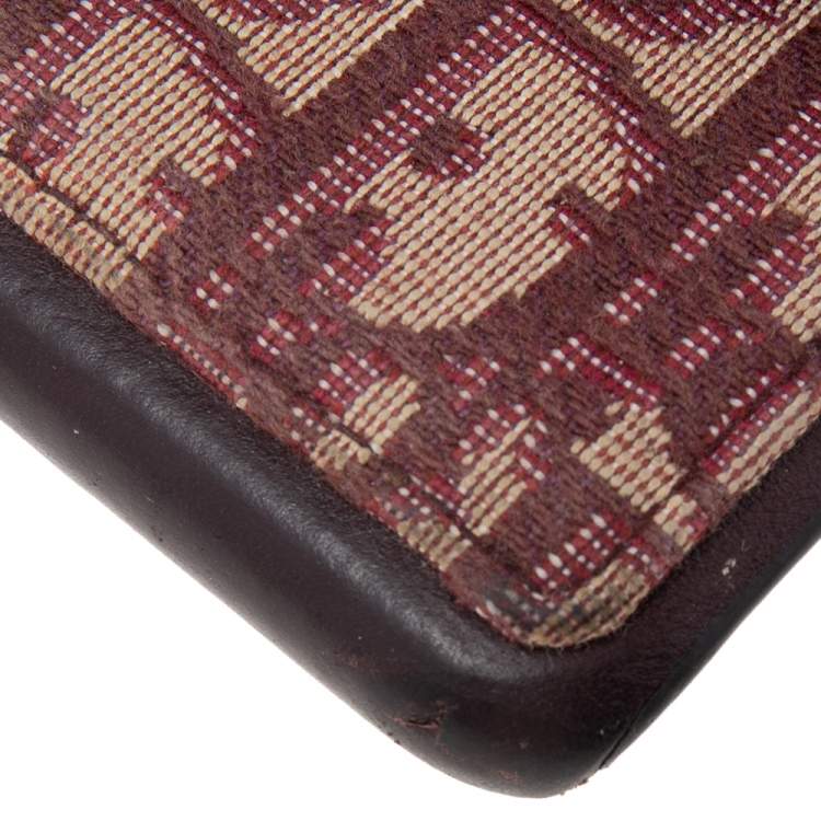 Pre Owned Dior Burgundy Oblique Jacquard Canvas and Leather iPhone X Case