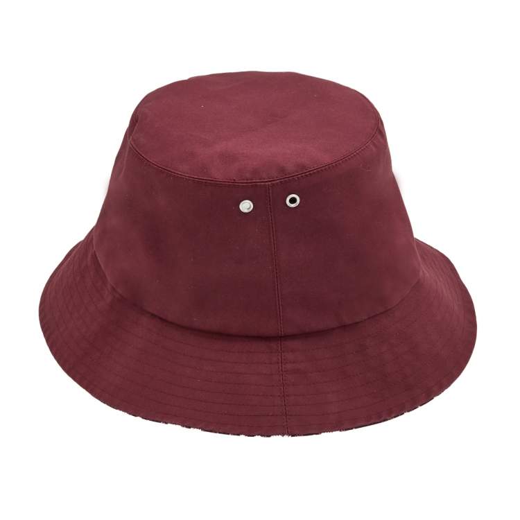 Pre Owned Christian Dior Burgundy Oblique Teddy-D Brim Reversible Bucket Hat 56
